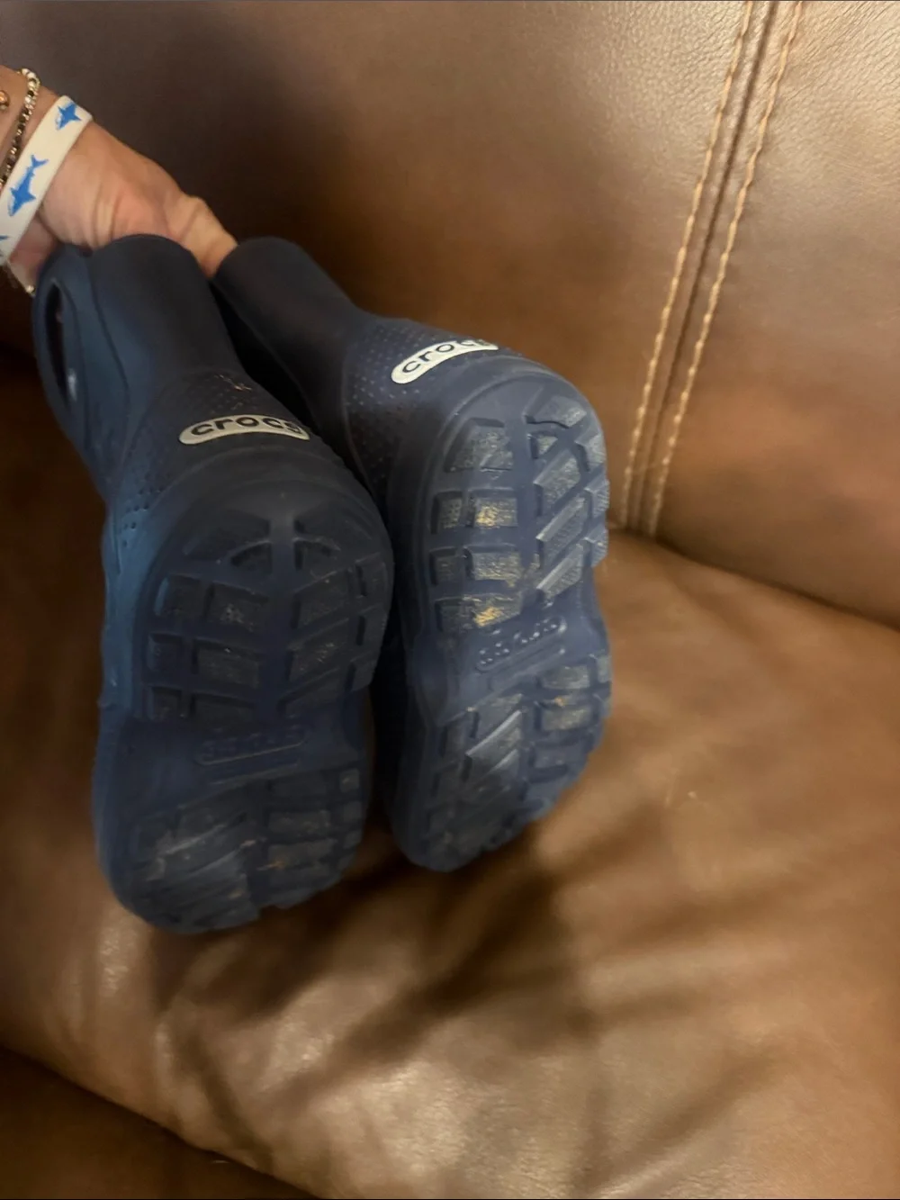 CROCS Kids Navy Pull-On Rain Boots with Easy Grab Handles